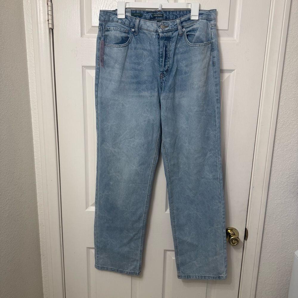 Wild Fable High Rise Straight Leg Women’s Size 12 Light Blue Denim Bow Jeans NWT